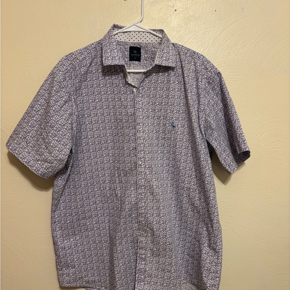 Tailorbyrd Blue Casual Button Down Shirt with Geometric Pattern - Picture 1 of 8